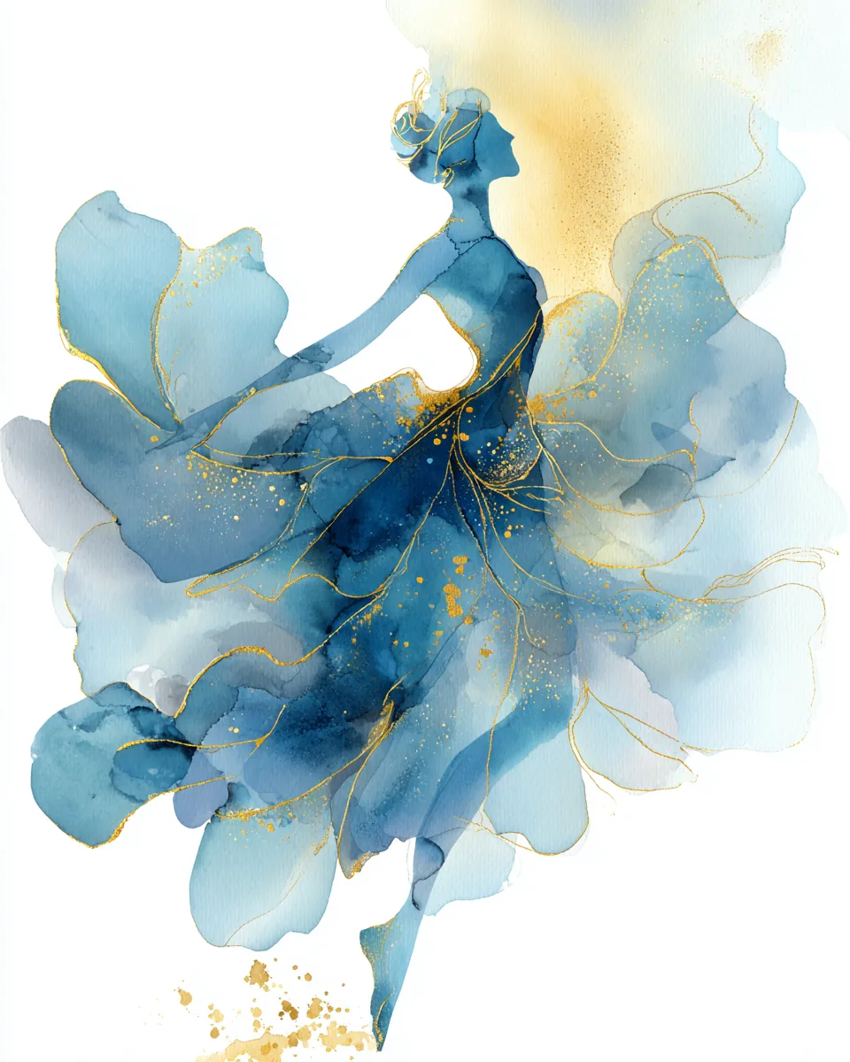 Aquarelle d'une femme épanouie s'élevant vers la lumière, hypnose pour la confiance en soi à Paris